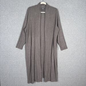 Lisa Rinna Duster Cardigan XLP Gray Pockets Soft Lounge Comfy Cozy Long Thin